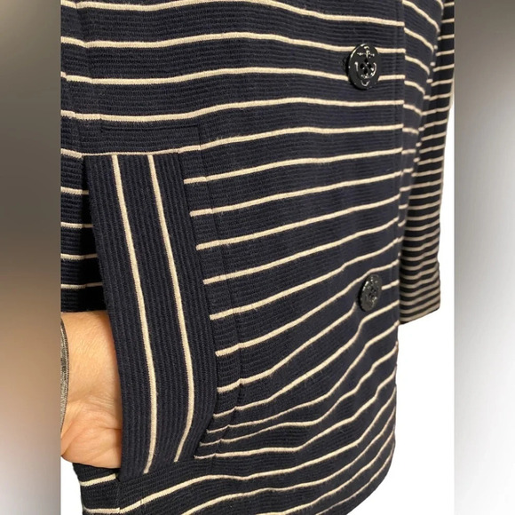 Talbots Navy White Striped Jacket Nautical Blazer - Picture 3 of 11